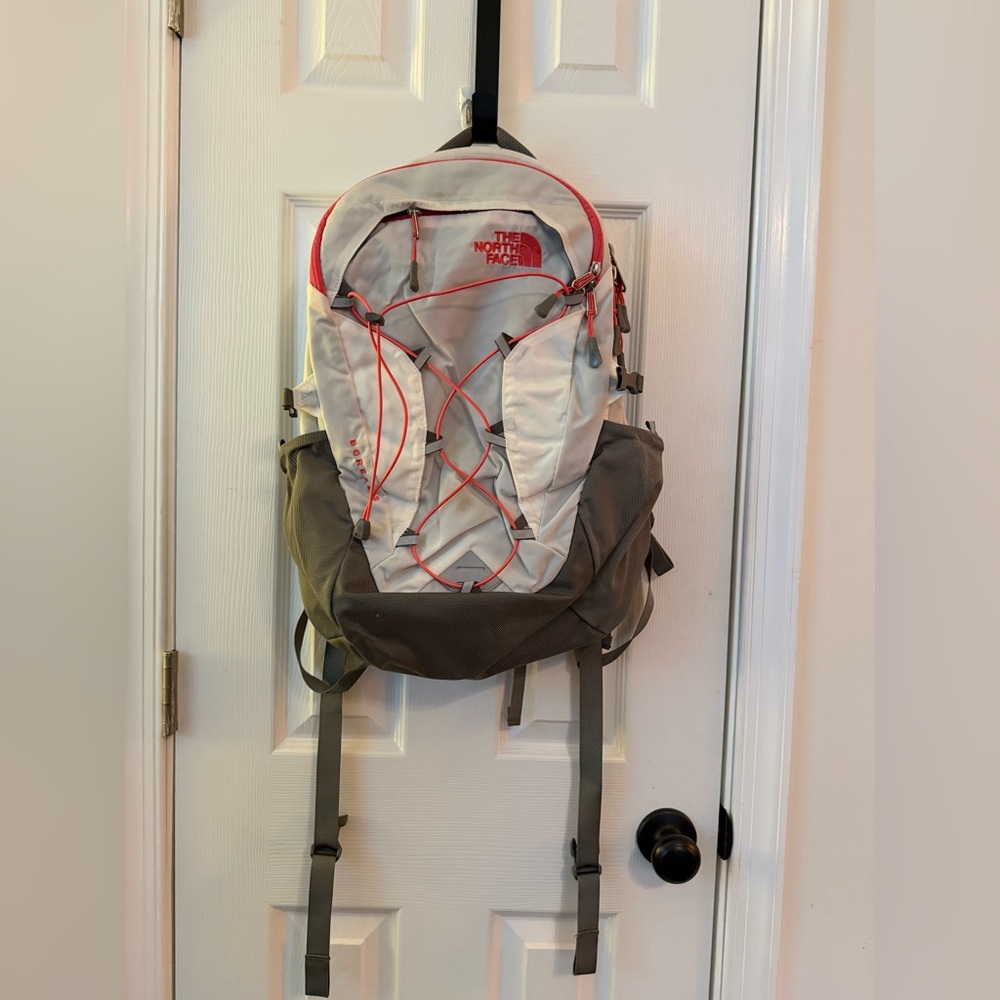 The North Face White and Gray Backpack